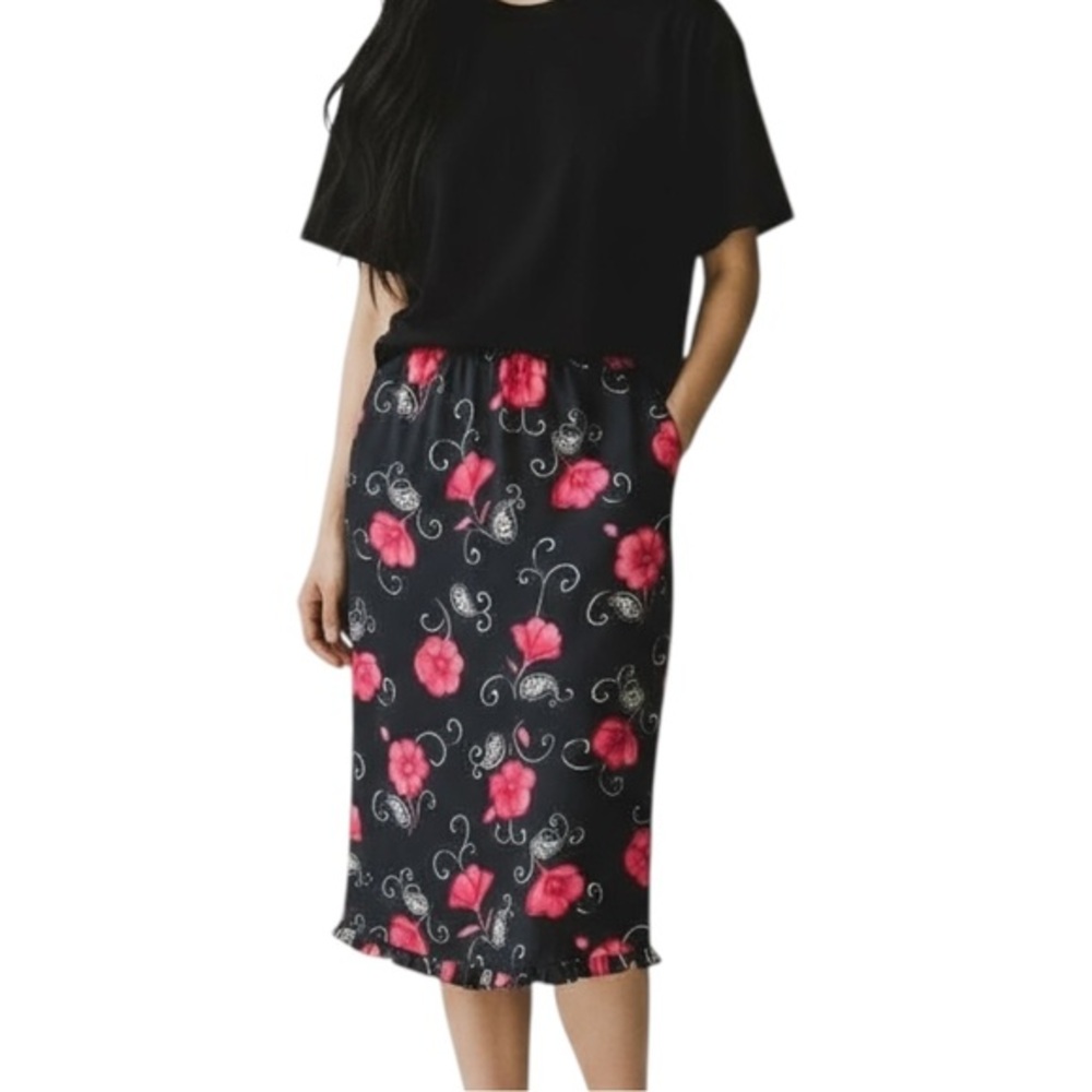 4/$20 Kathy Ireland Ruffle Trim Floral Skirt